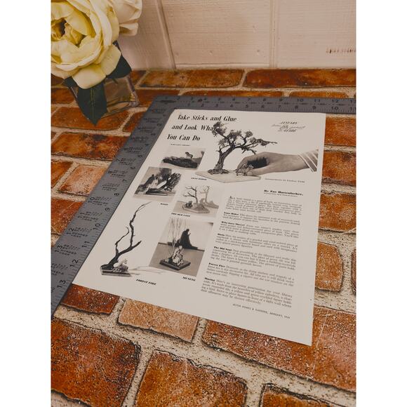 1941 Crafting Print Article by Fae Huttenlocher Indoor Gardening Tree Branch Art - Picture 6 of 10
